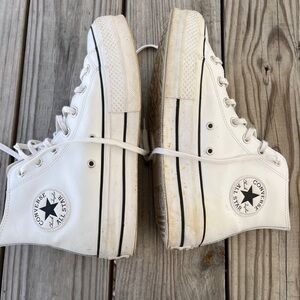 Converse Platform High-Top Leather Sneakers - White